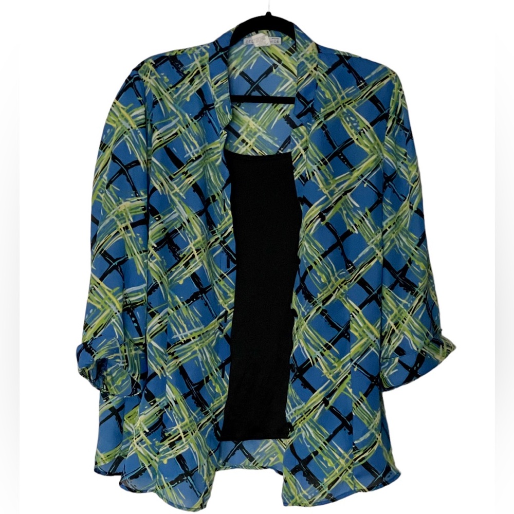 Ladies 2X button up blouse w/ 3/4 sleeves